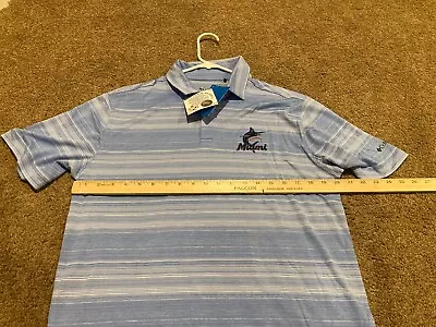 Miami Marlins Polo Shirt Mens Medium Short Sleeve Casual Stretch Columbia • $19.99
