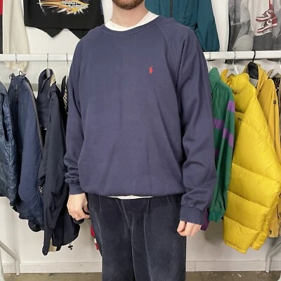 £32 • Buy Ralph Lauren Polo Sweatshirt Crew Neck Sports Sweater Navy Blue Mens Large