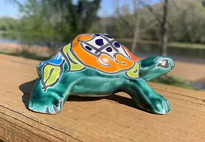 Talavera Pottery Turtle Tortoise Figure Mexican Ceramic Garden Art 4.5  • $8