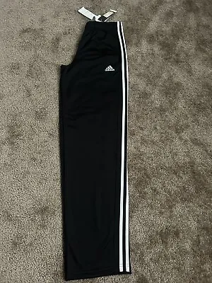 Adidas Men's  Essentials Warm-Up Open Hem 3-Stripes Pants # H46110 Black Sz: S • $30