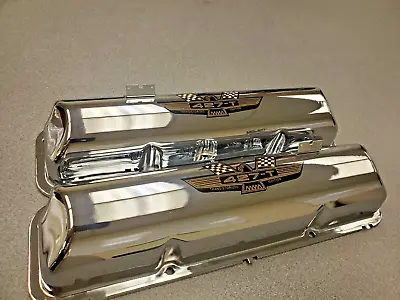 RARE 1963-67 FORD 427-T  CHROME VALVE COVER SET  For TRANSISTORIZED IGNITION • $259.99