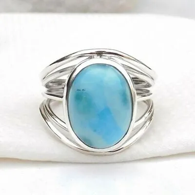 Larimar Gemstone 925 Sterling Silver Ring Mother's Day Jewelry All Size SE-1048 • $14.31