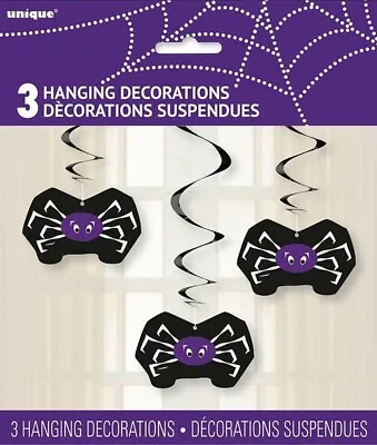 3x Suspended Spider Web Hanging Swirl Halloween Party Ceiling Window Decorations • £2.29