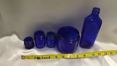 Vintage Five Vicks Noxema & Misc Cobalt Blue Bottles • $29.99