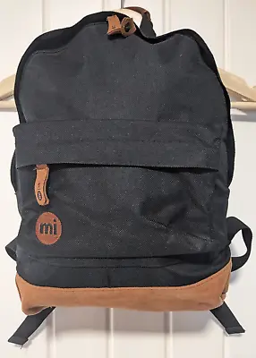 MI-PAC Mens Backpack Mini Classic Comfortable Solid Black With Tan Trim • £12.50