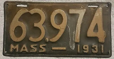 1931 Massachusetts License Plate 63974 • $27.99