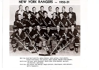 VINTAGE ORIGINAL 1950 1951 NEW YORK RANGERS 8x10 TEAM PHOTO NHL HOCKEY • $150