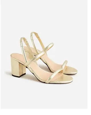 J.Crew $228 Lucie Slingback Block Heel Sandals Metallic Leather Size 6 BF482 • $120