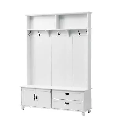 Modern Style Hall Tree W/Storage Cabinet 2 Large Drawers&Widen Mudroom Bench • $349.69