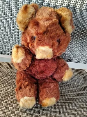 Vintage Teddy Bear Wind Up Musical 2 Tone Brown Plush Stuffed Animal Toy WORKS • $40