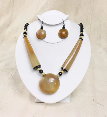 African Women Maasai Bone Pendant Beaded Necklace Jewelry Set (10  Long ) • $21.99