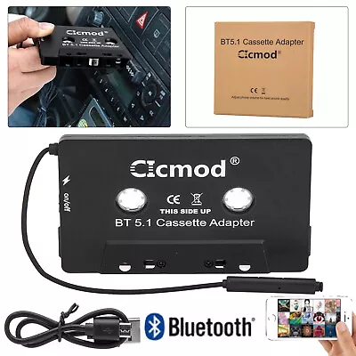 Bluetooth 5.1 Music Car Cassette Tape Adapter For IPhone MP3 IPod Android Player • £10.99