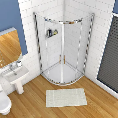 Quadrant Shower Enclosure Walk In Glass Cubicle Door And Tray Plinth 760800900 • £151