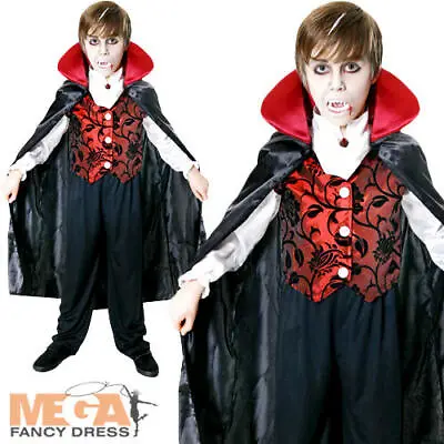 Deluxe Vampire Boys Halloween Fancy Dress Kids Dracula Childs Costume Outfit • £9.99