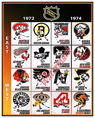 NHL 1972 Poster 16 Team Logo Print Color 8 X 10 Photo Picture • $5.59