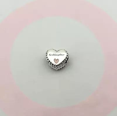 £29 • Buy Genuine Pandora Pink Heart Goddaughter Sterling Silver Charm 799147C01
