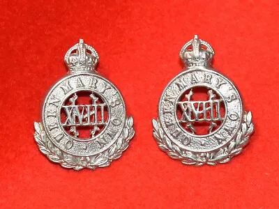 British Army. 18th Hussars Queen Mary's Own Genuine OR’s Collar Badges • £40