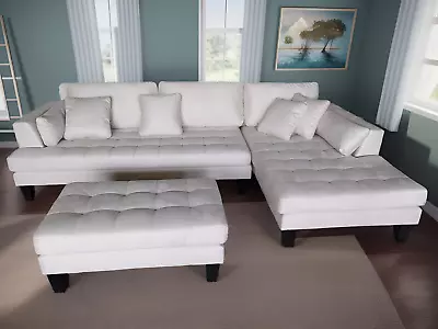 S168RW 3-Piece Cream/White Modern Microfiber Sectional Sofa Set (Custom Options) • $1599