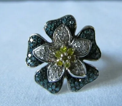 Affinity Diamond Sterling Silver Skylit 1/2ct Flower Design Ring Size 9 • $565.32
