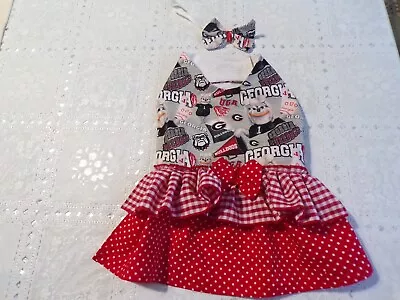 Dog Cheer Dress Georgia Bulldogsw/dots And Mascot Medium*(read Size Details) • $17.50