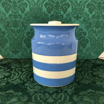 Original Cornish Kitchenware~TG Green England~Blue & White Cannister With Lid • $34.99