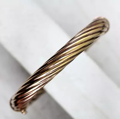 Vintage Sterling Silver 925 Hinged Bangle Bracelet 6.75  Stack Rose Gold Plated • $68