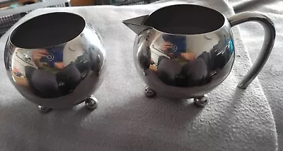 Vintage Retro Atomic Stainless Steel Milk Jug And Sugar Bowl • £15