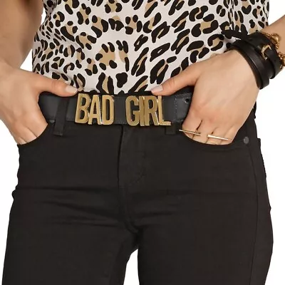 Moschino's Leather 'Bad Girl' Leather Waist Belt Black Leather Gold Buckle • $49.95