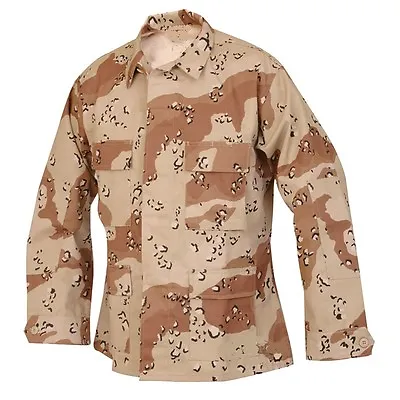 SHIRT BDU Camouflage Coat Desert 6 Colors TWILL 4 POCKETS SIZES  3Xlarge • $14.99