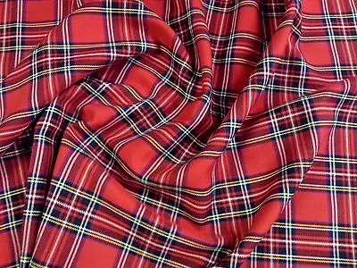 £1.09 • Buy Tartan Check Plaid PolyViscose Fabric - 59  (150cm) Wide - Per Metre Or Half