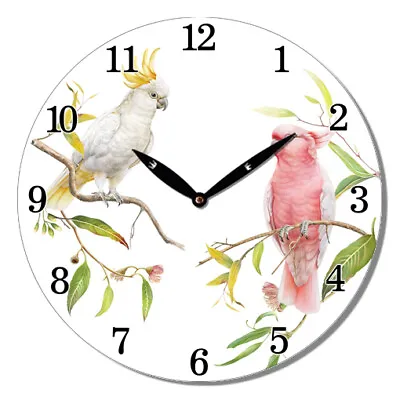 NEW 28.8cm Round MDF Wall Clock Bird Cockatoo Home Decor  • $19.95