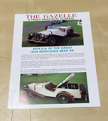 Vintage Original The Gazelle Replica 1929 Mercedes Benz SS Brochure Sheet 1975 • $23.95