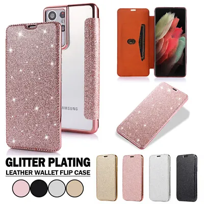 $12.99 • Buy For Samsung S21 S20 Ultra S10 S9 S8 Plus Glitter Case Leather Wallet Flip Cover