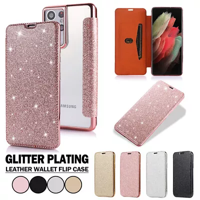 For Samsung S21 S20 Ultra S10 S9 S8 Plus Glitter Case Leather Wallet Flip Cover • $12.99