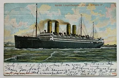 1903 Ship Postcard Nordd Lloyd Steamer Kaiser Wilhelm II Deutsch Am Line Seapost • $12.99