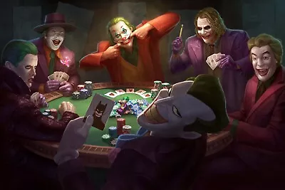 Poster 18inx12in Of Jokers Playing Cards With Batman Cards Joker From All Times  • $9.95