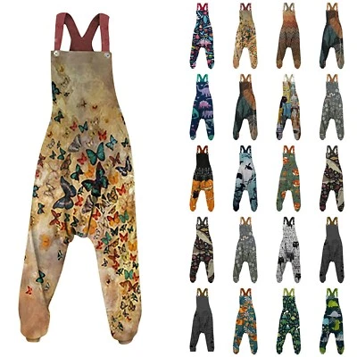 $33.44 • Buy Women Jumpsuit Overalls Casual Baggy Dungarees Playsuit Romper Bib Harem Pants
