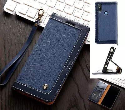 Xiaomi Mi 6X / Xiaomi Mi A2 Wallet Case Denim Leather Combined Style Lanyard • $9.50