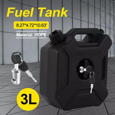 3L Petrol Fuel Oil Tank Can With Lock Key Bracket Holder For Motorcycle SUV ATV • $37.04