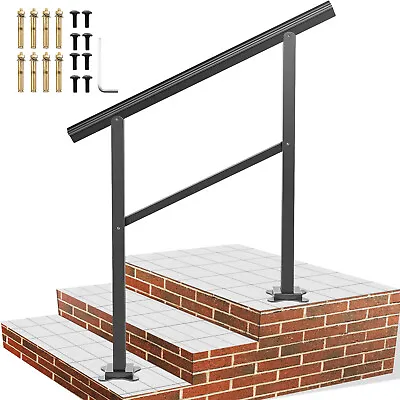 VEVOR Adjustable Handrail Fits 2-3 Steps Thick Aluminum Stair Railing W/ Screws • $65.99