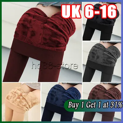 Thermal Leggings Thick Winter Ladies Fleece Lined Warm High Waist Tummy Control • £5.38