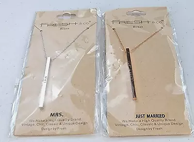 FRESH & Co. Mrs. And Just Married Stick Pendant Necklace Set Of 2 Bridal • $25