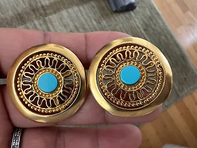 1994 MMA Metropolitan Museum Of Art Egyptian Revival Round Filigree Earrings • $50