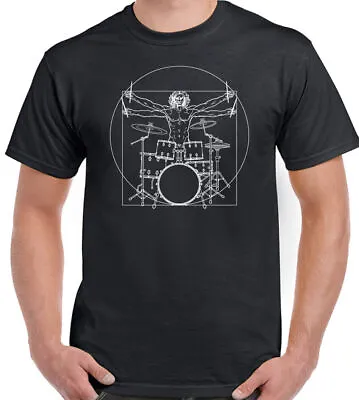 Drumming T-Shirt Drummer Drums Drum Da Vinci Vitruvian Man Mens Funny • $8.70