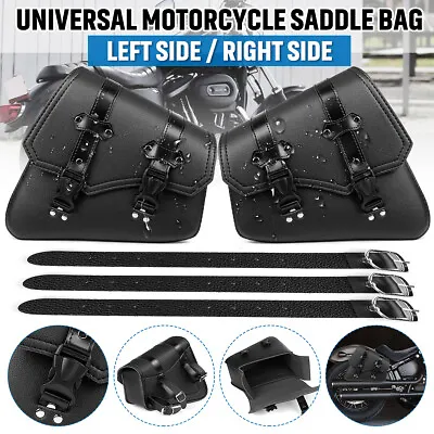 Universal Motorcycle Swingarm Saddle Bag Storage Luggage PU Leather • $43.69