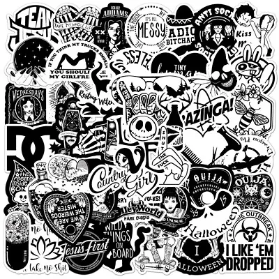 £4.33 • Buy 50 Black And White Rock Stickers Metal Punk Bands Guitar Music Wall Decals NEW