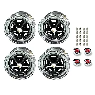 Magnum 500 Wheels Kit With Red Ford Crest Caps And Lug Nuts 15 X 7 • $1300.57