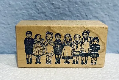 Children Singing Wood Mounted Rubber Stamp F-289 School Choir Vintage Kids • $7.19