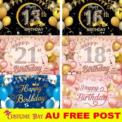 Happy Birthday Backdrop Banner Background Cloth Photo Party Large Decoration AU • $25.95