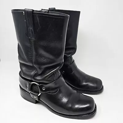 Vintage O'Sullivan Black Leather Engineer Harness Motorcycle Moto Boots Size 8 • $109